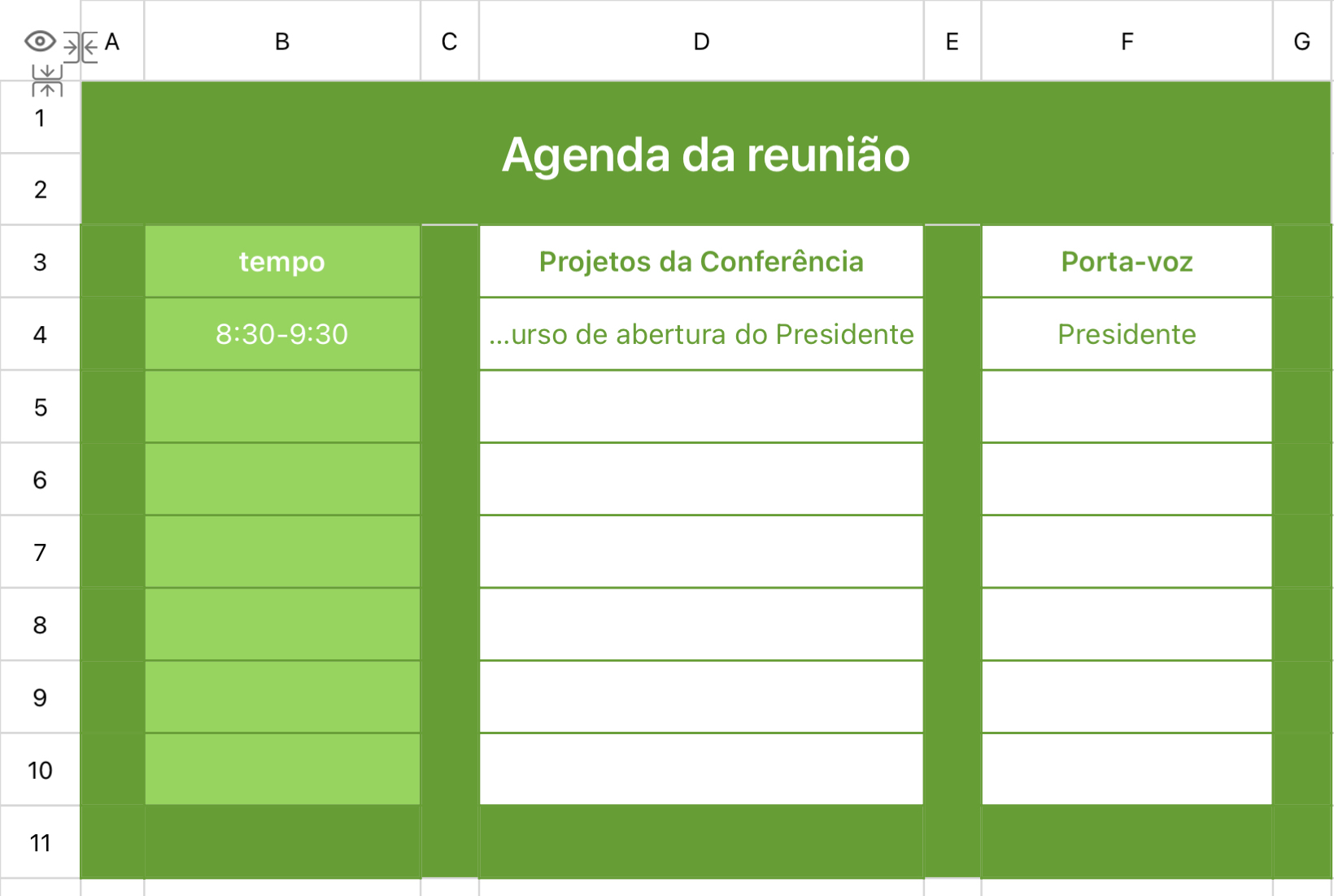 Agenda da reunião